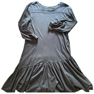 Stitchdrop Ruffle Dress Womens Medium Gray Asymmetrical Hem Lagenlook Minimalist
